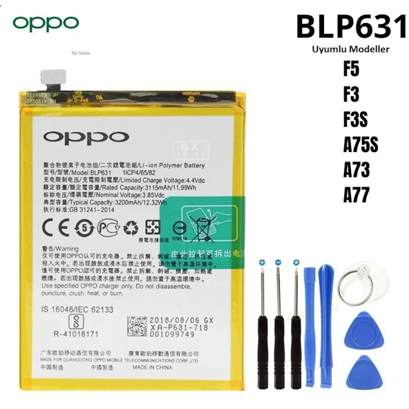 Oppo F3-F5 Pil Batarya Blp631 + Tamir Seti ürün görseli 1