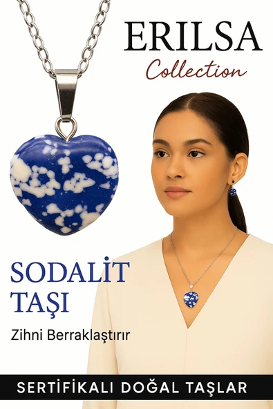 Sertifikalı Kalp Model Sodalit Taşı Kolye – Zihinsel Netlik ve İfade Gücü ürün görseli 1