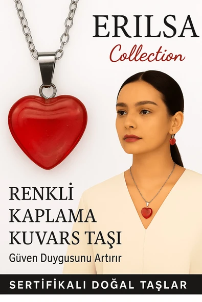 Sertifikalı Renkli Kaplama Kuvars Taşı Kolye (Kırmızı) – Tutku, Güç ve Koruyucu Enerji Taşı ürün görseli 1