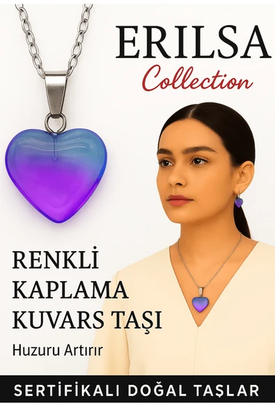 Sertifikalı Renkli Kaplama Kuvars Taşı Kolye (Mavi Mor) – Spiritüel Farkındalık ve İletişim Gücü ürün görseli 1