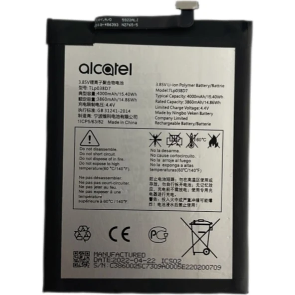Alcatel TCL 10L Pil Batarya Tcl770h TLP038D7 ürün görseli 1