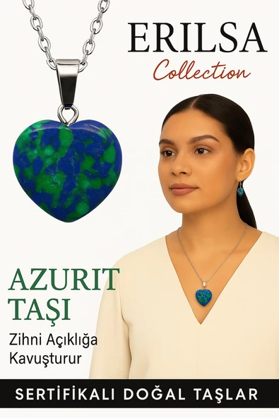 Sertifikalı Kalp Model Azurit Taşı Kolye – Sezgi Gücünü Artırır ve Ruhsal Farkındalık Kazandırır ürün görseli 1