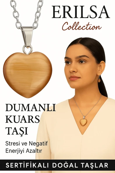 Sertifikalı Kalp Model Dumanlı Kuvars Taşı Kolye – Negatif Enerjiye Karşı Kalkan ve Ruhsal Arınma ürün görseli 1