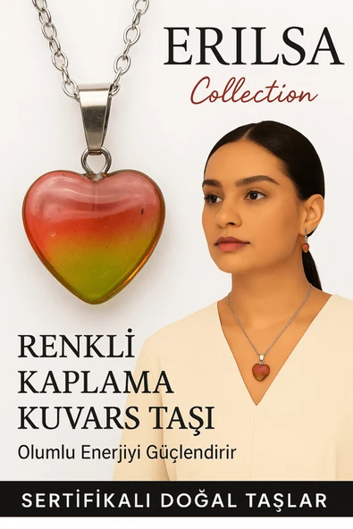 Sertifikalı Renkli Kaplama Kuvars Taşı Kolye (Yeşil Kırmızı) – Enerji Canlandırıcı ve Ruhsal Koruma ürün görseli 1