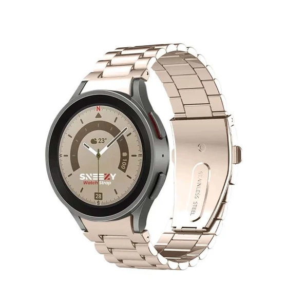 Samsung Galaxy Watch 6 40 43 44 47mm Uyumlu Kavisli Ironweft Döküm Çelik Metal Kordon  Starlight ürün görseli 1