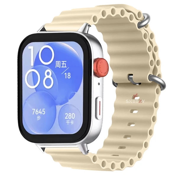 Huawei Watch Fit 3 İle Uyumlu Seaflex Ocean Tokalı Yumuşak Soft Silikon Kordon  Starlight ürün görseli 1