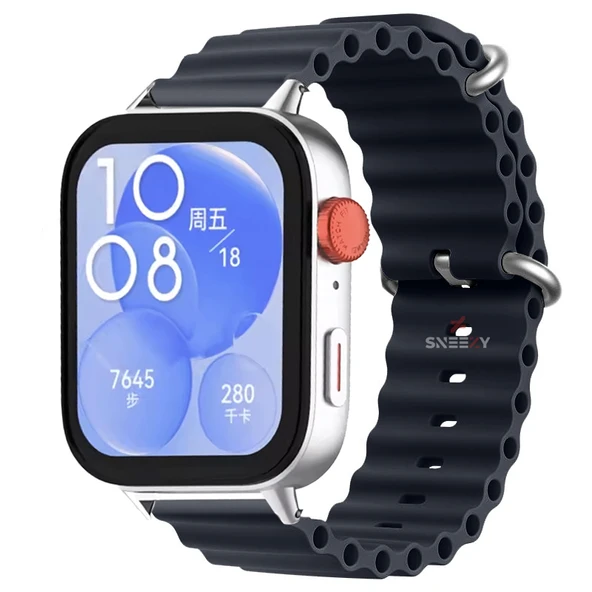 Huawei Watch Fit 3 İle Uyumlu Seaflex Ocean Tokalı Yumuşak Soft Silikon Kordon  Midnight ürün görseli 1
