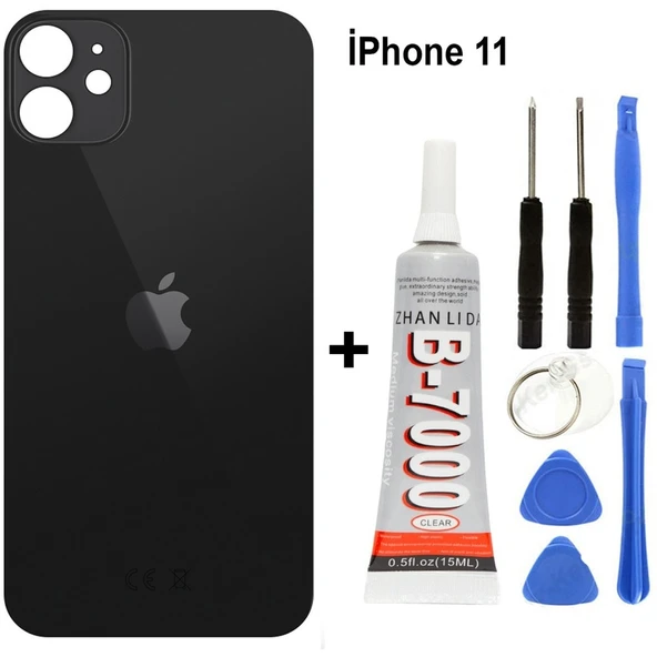 iPhone Uyumlu 11 Arka Cam Batarya Pil Kapağı + Yapıştırıcı + Tamir Set - Kırmızı ürün görseli 1