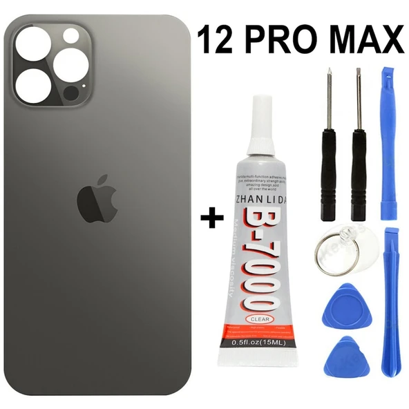 iPhone Uyumlu 12 Pro Max Arka Batarya Pil Kapağı +yapıştırıcı +tamir Set - Gold ürün görseli 1