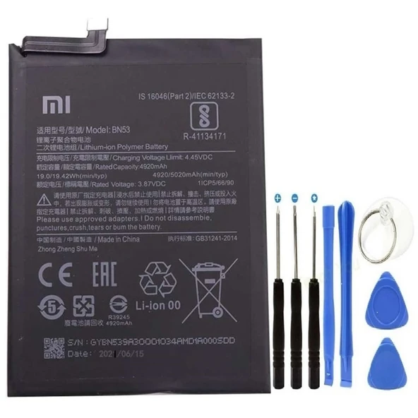 Xioami Redmi Note 9 Pro Pil Batarya Bn53 + Tamir Set 5020 Mah ürün görseli 1