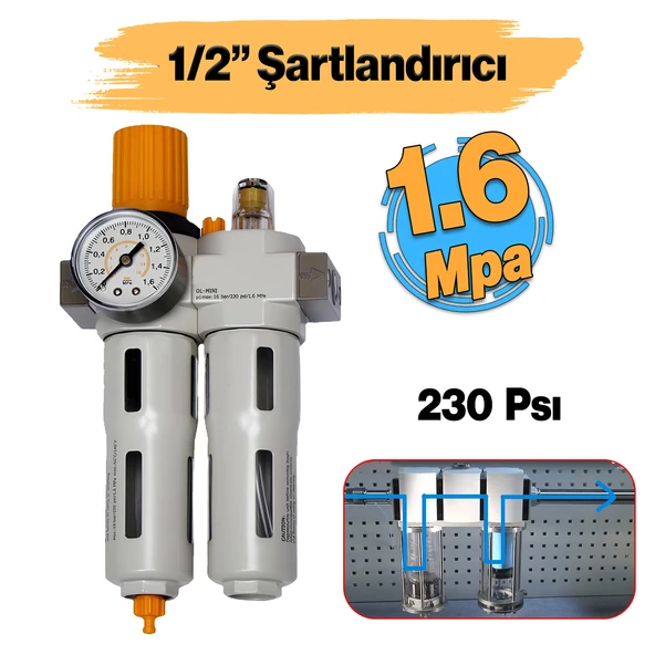 Pnömatik Şartlandırıcı Xou Midi 0.05-1.6 Mpa Maksimum Basınç 230 Psı Hava Komprasör 1/2" İnç ürün görseli 1
