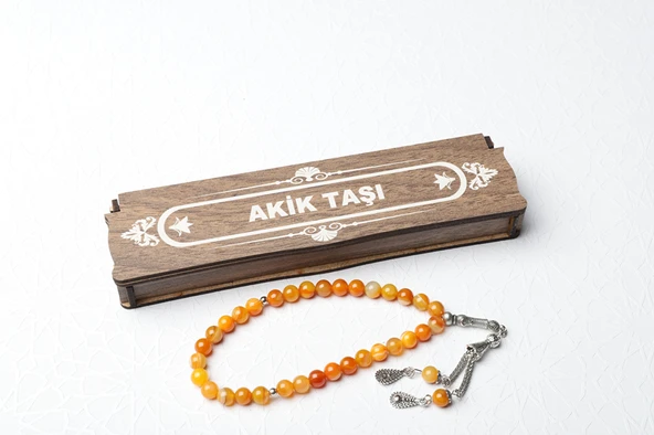 KUTULU 33 LÜ TESBİH AKİK TAŞI ürün görseli 1