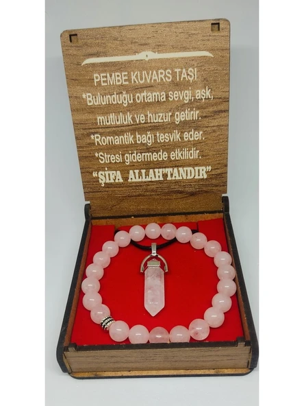 KUTULU KOLYE BİLEKLİK SETİ KUVARS TAŞI ürün görseli 1