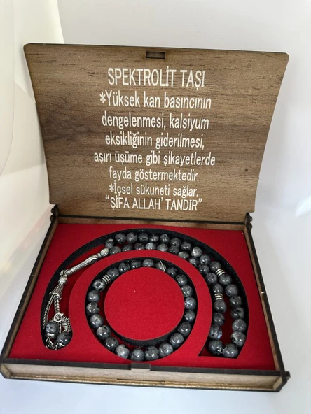 KUTULU 33 LÜ TESBİH BİLEKLİK SETİ SPEKTROLİT ürün görseli 1