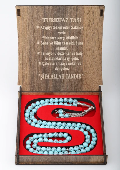 KUTULU 99 LU TESBİH TURKUAZ TAŞI ürün görseli 1
