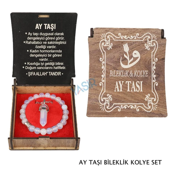 KUTULU KOLYE BİLEKLİK SETİ  AY TAŞI ürün görseli 1