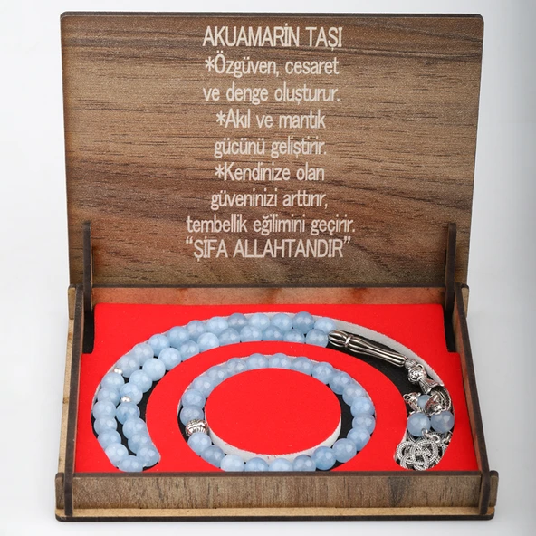 KUTULU 33 LÜ TESBİH BİLEKLİK SETİ  AKUAMARİN ürün görseli 1
