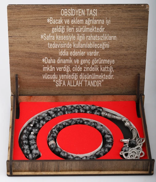 KUTULU 33 LÜ TESBİH BİLEKLİK SETİ OBSİDYEN ürün görseli 1