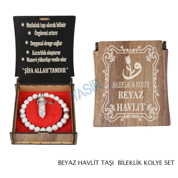 KUTULU KOLYE BİLEKLİK SETİ BEYAZ HAVLİT ürün görseli 1