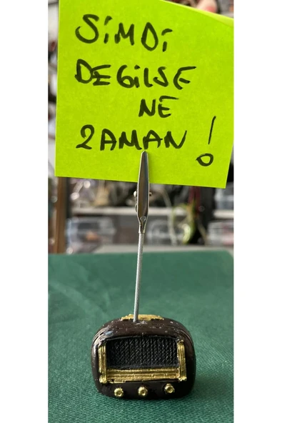 EREN MİNİ RADYO KAHVE POLYESTER KAĞIT TUTUCU NOTLUK-ÇOK ŞIK-SEVİMLİ MİNİ MESAJ GÖNDERİN SEVDİKLERİNİZE ürün görseli 1