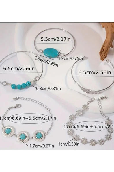 SUNA 5 PARÇA ÇELİK BİLEKLİK -OPAL TASLI - Resim 2