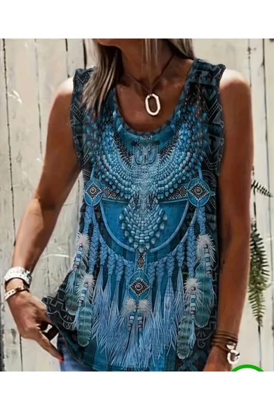 SUNA BİLGE BAYKUŞ ETNİK DESEN TİŞÖRT ürün görseli 1