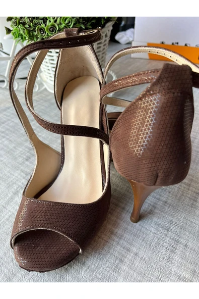 SUNA TANGO AYAKKABISI KADIN 8,5 CM (13 PONT)  YANDAN ÇİFT BAĞLI DERİ ÖZEL ÜRETİM ürün görseli 1