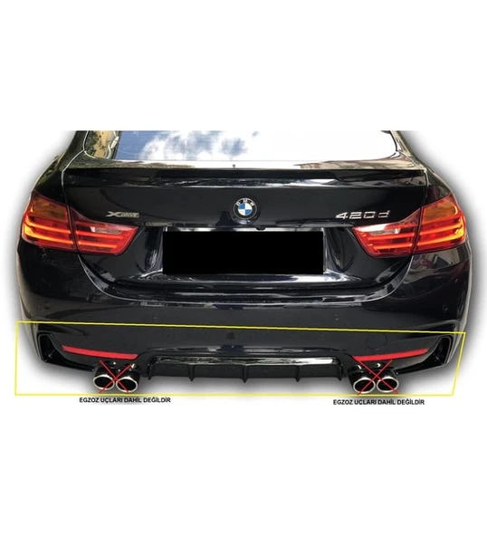 Bmw F32 - F33 - F36 Difüzör 2014-2017 (Sağ Sol Çift Çıkış) (Plastik) (Boyasız) ürün görseli 1