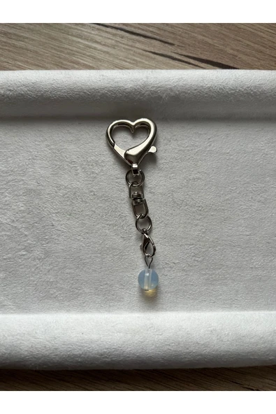 Opal taşı kalpli anahtarlık ürün görseli 1