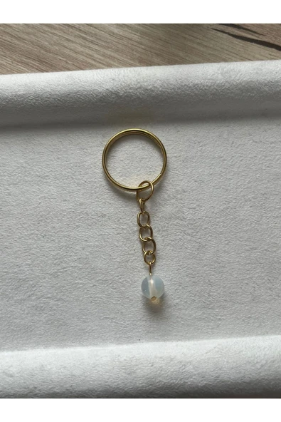 8 mm opal taşı altın anahtarlık ürün görseli 1