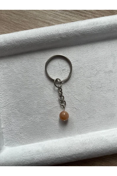 8 mm güneş taşı gümüş anahtarlık ürün görseli 1