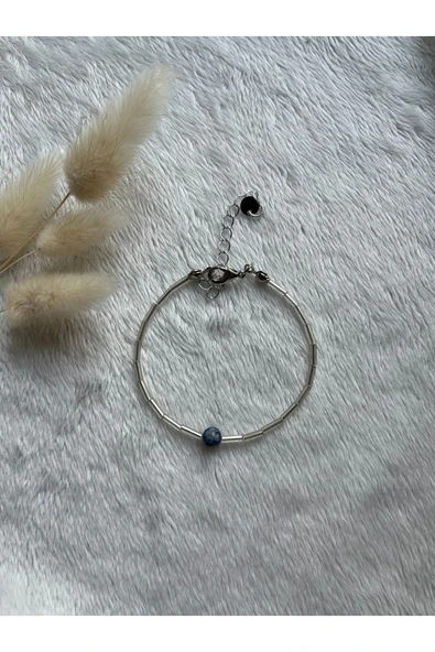 Lapis lazuli gümüş özel model bileklik el yapımı ürün görseli 1