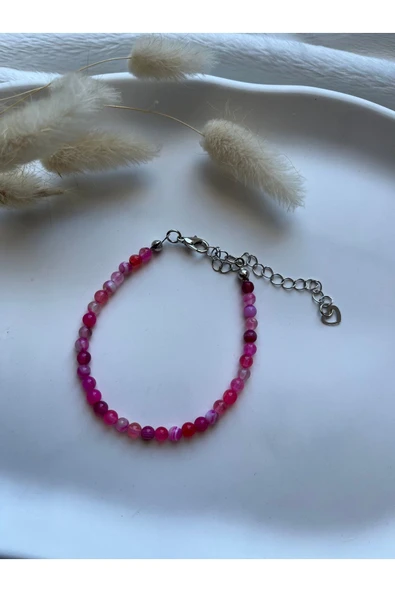 Minimal Pembe Akik Taşı Bileklik ürün görseli 1