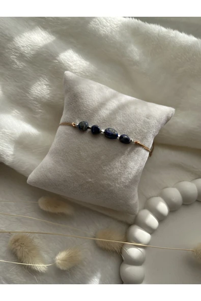 Lapis Lazuli Ayarlanabilir Halhal/bileklik Doğal Taş ürün görseli 1