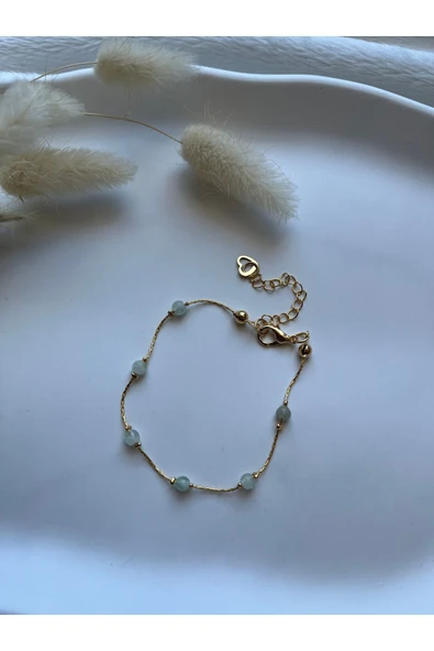 Minimal Florit Taşı Altın Kaplama Tasarım Bileklik ürün görseli 1