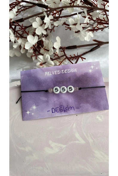555 Değişim Melek Sayısı Doğal Taş Bileklik Şans ürün görseli 1