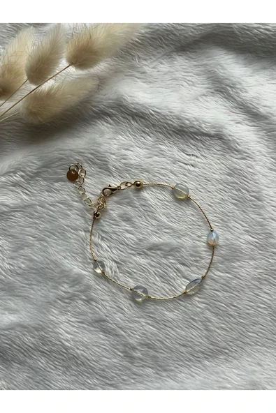 Opal taşı  el yapımı altın kaplama bileklik tasarım ürün görseli 1