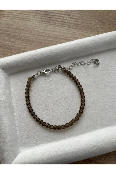 Dumanlı Kuvars Minimal Bileklik Çelik Aparatlı ürün görseli 1