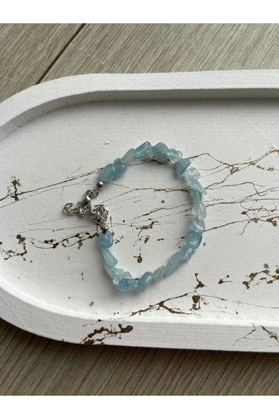 Akuamarin Oval Doğal Taş Bileklik ürün görseli 1