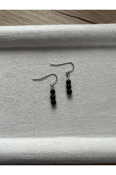 Minimal Mavi Kaplangözü Gümüş Kaplama Sallantı Küpe ürün görseli 1
