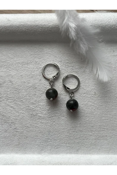 8 mm kan taşı gümüş Kaplama Halka Küpe ürün görseli 1