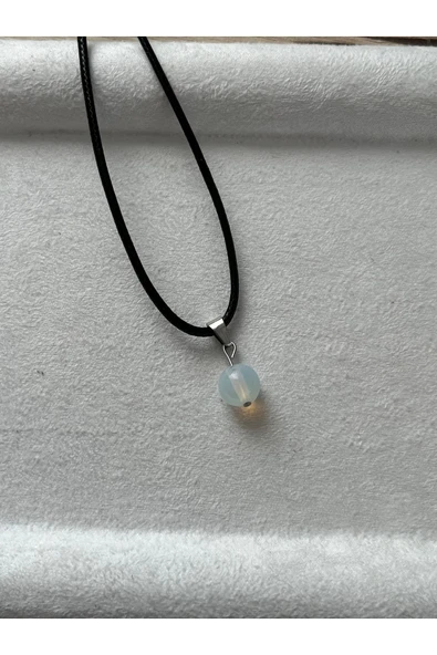 8 mm opal taşı ip deri kolye ürün görseli 1
