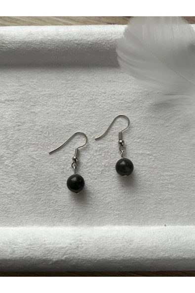 8 mm Kan Taşı Gümüş Kaplama Halka Küpe ürün görseli 1