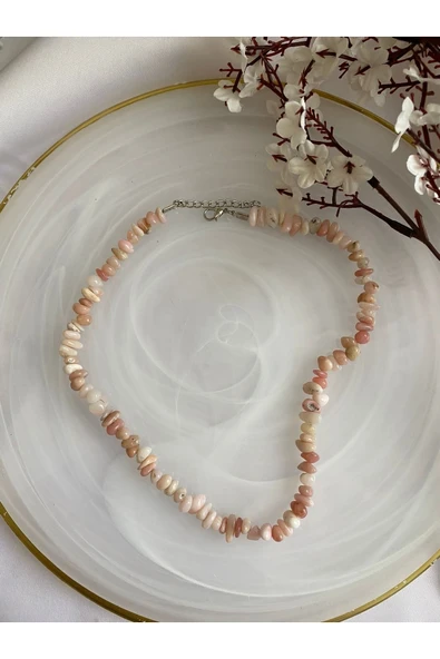 Pembe Opal Taşı Doğal Taş Kolye ürün görseli 1