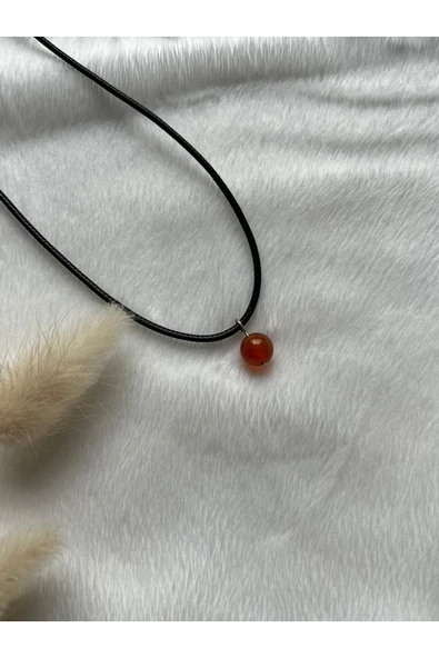 8 mm Karnelyan Taşı İp Kolye El yapımı ürün görseli 1