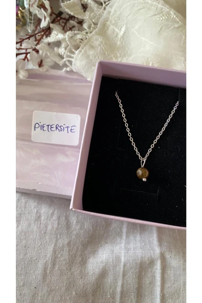 Pietersite Doğal Taş Minimal Kolye ürün görseli 1