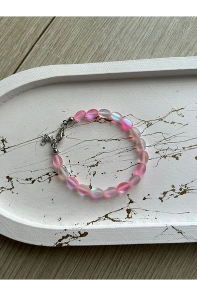 Pembe Termal Kuvars Bileklik Doğal Taş ürün görseli 1