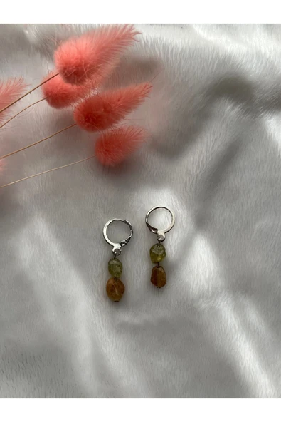 Zebercet Peridot Taşı Gümüş Kaplama Küpe ürün görseli 1