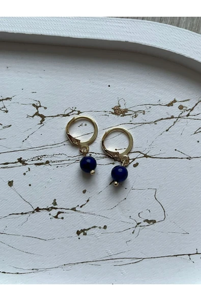 Lapis Lazuli Doğal Taş Altın Kaplama Küpe ürün görseli 1