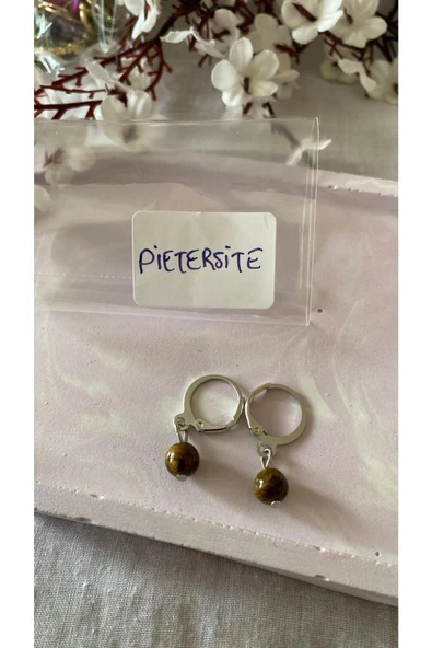Pietersite Doğal Taşı Gümüş Kaplama Küpe ürün görseli 1